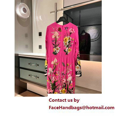 Dolce  &  Gabbana FUCHSIA FLOWERS PRINTED SILK DRESS 2023